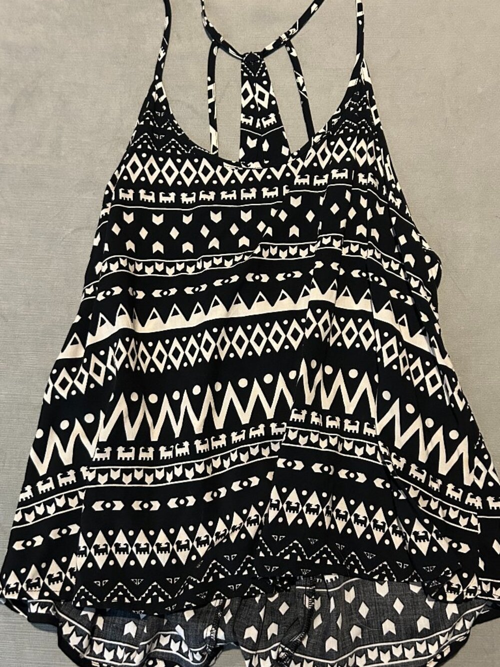 PATRONS OF PEACE Black White Aztec Geometric Strappy Back Tank Top Size S